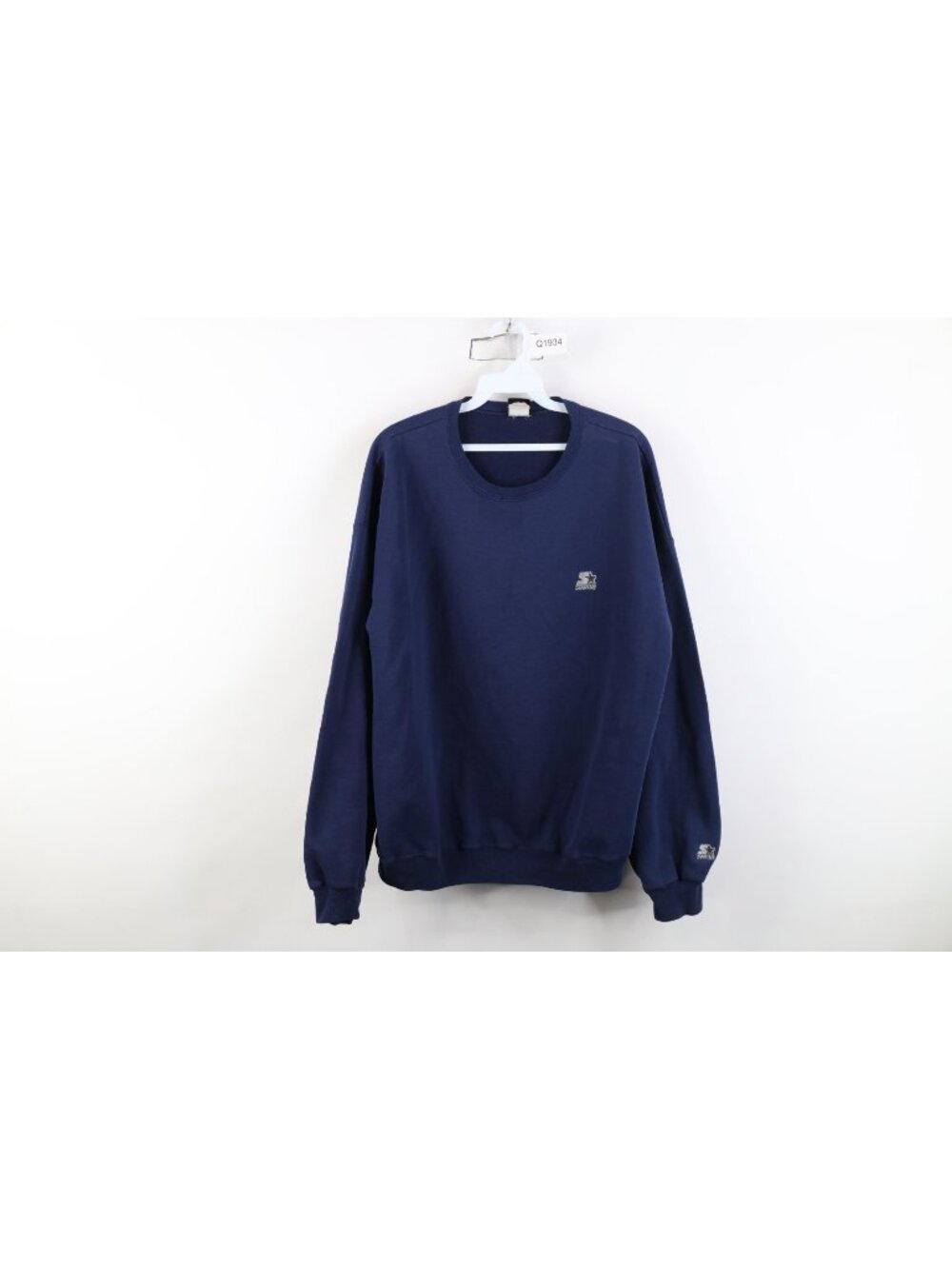 Vintage 90s Starter Mens Size XL Faded Spell Out Crewneck Sweatshirt Navy Blue